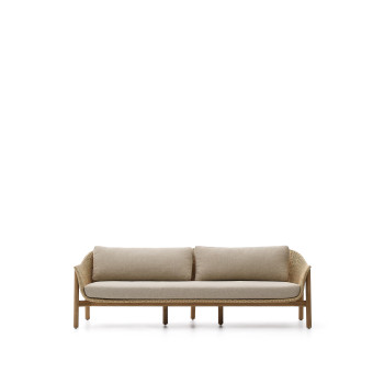 Galea 3-Sitzer-Sofa aus massivem Teakholz und synthetischem Rattan 223 cm FSC 100%