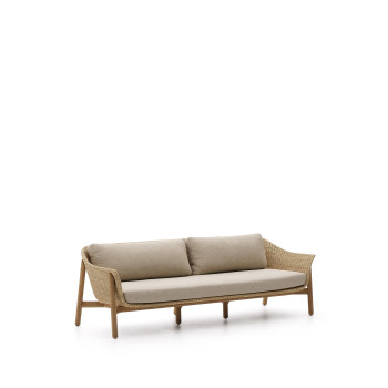 Galea 3-Sitzer-Sofa aus massivem Teakholz und synthetischem Rattan 223 cm FSC 100%