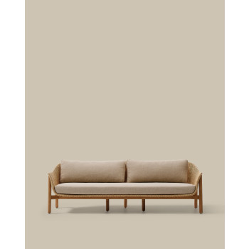 Galea 3-Sitzer-Sofa aus massivem Teakholz und synthetischem Rattan, 223 cm, FSC 100 %