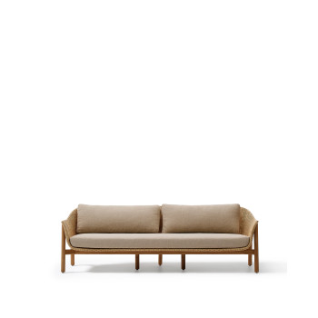 Galea 3-Sitzer-Sofa aus massivem Teakholz und synthetischem Rattan, 223 cm, FSC 100 %