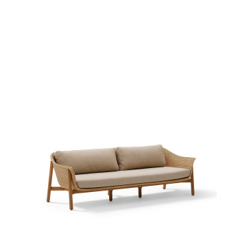 Galea 3-Sitzer-Sofa aus massivem Teakholz und synthetischem Rattan, 223 cm, FSC 100 %