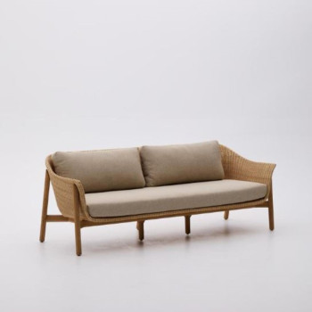 Galea 3-Sitzer-Sofa aus massivem Teakholz und synthetischem Rattan 223 cm FSC 100%