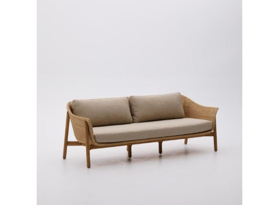 Galea 3-Sitzer-Sofa aus massivem Teakholz und synthetischem Rattan 223 cm FSC 100%
