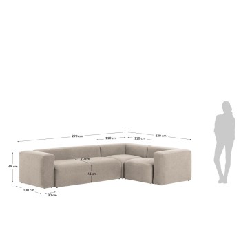 Blok 3-Sitzer-Ecksofa beige 290 x 230 cm /