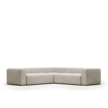 Blok 4-Sitzer-Ecksofa aus beigem Chenille 290 x 290 cm FSC Mix Credit