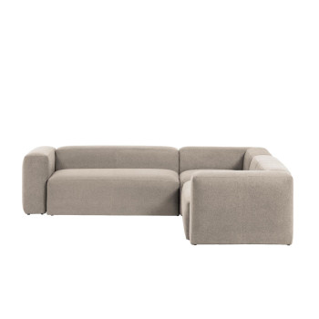 Blok 4-Sitzer-Ecksofa aus beigem Chenille 290 x 290 cm FSC Mix Credit