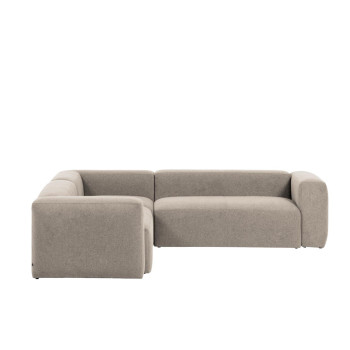 Blok 4-Sitzer-Ecksofa aus beigem Chenille 290 x 290 cm FSC Mix Credit