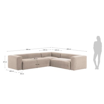 Ecksofa Blok 5-Sitzer beige 320 x 290 cm /