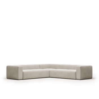 Blok 6-Sitzer-Ecksofa aus rosa Chenille, 320 x 320 cm, FSC Mix Credit