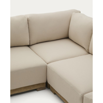 Ambra 5-Sitzer Ecksofa aus massivem Akazienholz mit heller Oberfläche, 248 cm, FSC 100 %