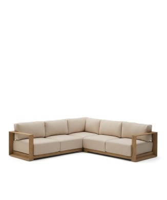 Ambra 5-Sitzer-Ecksofa aus massivem Akazienholz mit hellem Finish, 248 cm FSC 100%