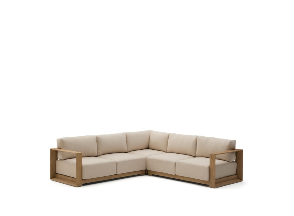 Ambra 5-Sitzer-Ecksofa aus massivem Akazienholz mit hellem Finish, 248 cm FSC 100%