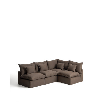 Anarela 4-Sitzer-Modul-Ecksofa mit abnehmbarem Leinenbezug