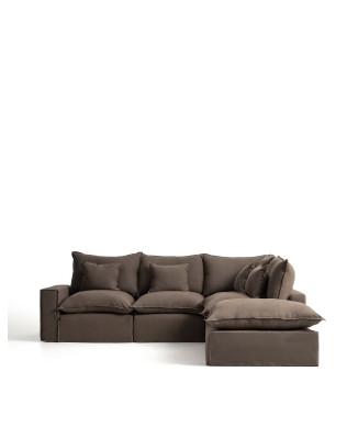 Anarela 4-Sitzer-Modul-Ecksofa mit abnehmbarem Leinenbezug