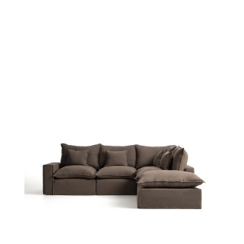Anarela 4-Sitzer-Modul-Ecksofa mit abnehmbarem Leinenbezug