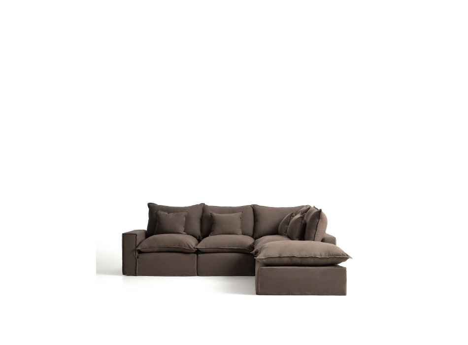 Anarela 4-Sitzer-Modul-Ecksofa mit abnehmbarem Leinenbezug