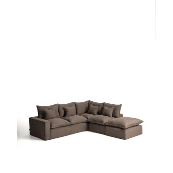 Anarela 4-Sitzer-Modul-Ecksofa mit abnehmbarem Leinenbezug