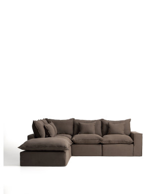 Anarela 4-Sitzer-Modul-Ecksofa mit abnehmbarem Leinenbezug