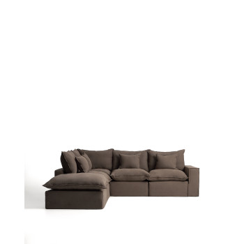 Anarela 4-Sitzer-Modul-Ecksofa mit abnehmbarem Leinenbezug