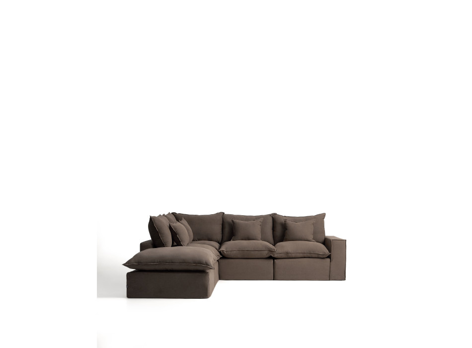 Anarela 4-Sitzer-Modul-Ecksofa mit abnehmbarem Leinenbezug