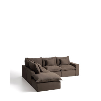 Anarela 4-Sitzer-Modul-Ecksofa mit abnehmbarem Leinenbezug