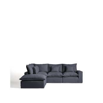 Anarela 4-Sitzer-Modul-Ecksofa mit abnehmbarem Bezug aus Leinen und Viskose