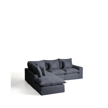Anarela 4-Sitzer-Modul-Ecksofa mit abnehmbarem Bezug aus Leinen und Viskose