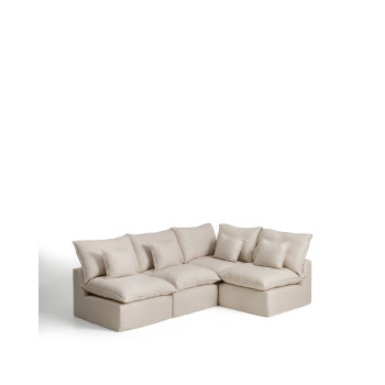 Anarela 4-Sitzer-Modul-Ecksofa mit abnehmbarem Bezug aus Leinen und Viskose