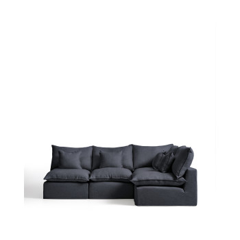 Anarela 4-Sitzer-Modul-Ecksofa mit abnehmbarem Bezug aus Leinen und Viskose