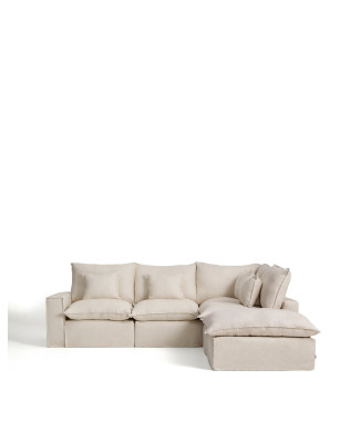 Anarela 4-Sitzer-Modul-Ecksofa mit abnehmbarem Bezug aus Leinen und Viskose