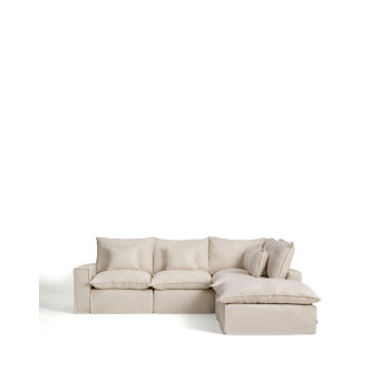 Anarela 4-Sitzer-Modul-Ecksofa mit abnehmbarem Bezug aus Leinen und Viskose