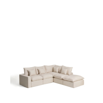Anarela 4-Sitzer-Modul-Ecksofa mit abnehmbarem Bezug aus Leinen und Viskose