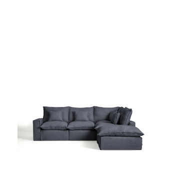 Anarela 4-Sitzer-Modul-Ecksofa mit abnehmbarem Bezug aus Leinen und Viskose