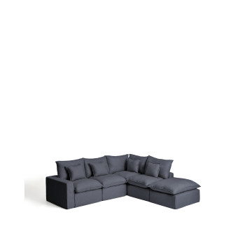 Anarela 4-Sitzer-Modul-Ecksofa mit abnehmbarem Bezug aus Leinen und Viskose