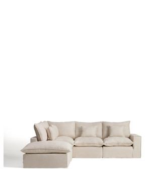 Anarela 4-Sitzer-Modul-Ecksofa mit abnehmbarem Bezug aus Leinen und Viskose