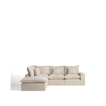 Anarela 4-Sitzer-Modul-Ecksofa mit abnehmbarem Bezug aus Leinen und Viskose