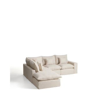 Anarela 4-Sitzer-Modul-Ecksofa mit abnehmbarem Bezug aus Leinen und Viskose