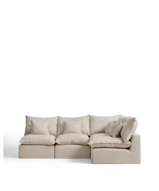 Anarela 4-Sitzer-Modul-Ecksofa mit abnehmbarem Bezug aus Leinen und Viskose