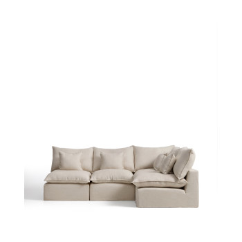 Anarela 4-Sitzer-Modul-Ecksofa mit abnehmbarem Bezug aus Leinen und Viskose