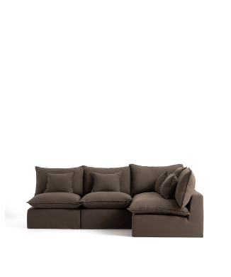 Anarela 4-Sitzer-Modul-Ecksofa mit abnehmbarem Leinenbezug