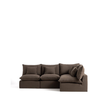 Anarela 4-Sitzer-Modul-Ecksofa mit abnehmbarem Leinenbezug