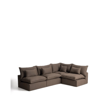 Anarela 6-Sitzer-Modul-Ecksofa mit abnehmbarem Leinenbezug