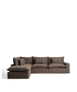 Anarela 6-Sitzer-Modul-Ecksofa mit abnehmbarem Leinenbezug
