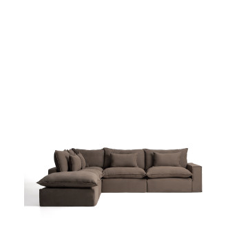 Anarela 6-Sitzer-Modul-Ecksofa mit abnehmbarem Leinenbezug