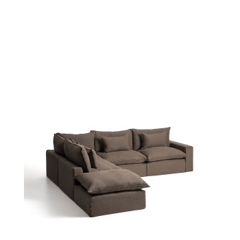 Anarela 6-Sitzer-Modul-Ecksofa mit abnehmbarem Leinenbezug