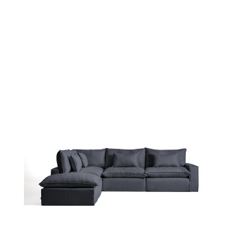 Anarela 6-Sitzer modulares Ecksofa mit abnehmbarem Bezug aus Leinen und Viskose