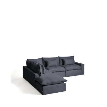Anarela 6-Sitzer modulares Ecksofa mit abnehmbarem Bezug aus Leinen und Viskose