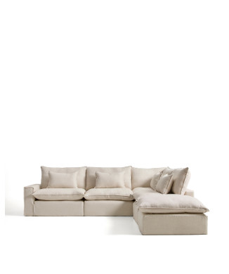Anarela 6-Sitzer modulares Ecksofa mit abnehmbarem Bezug aus Leinen und Viskose