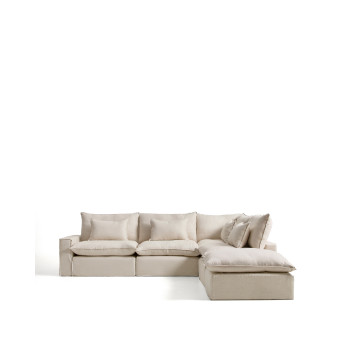 Anarela 6-Sitzer modulares Ecksofa mit abnehmbarem Bezug aus Leinen und Viskose