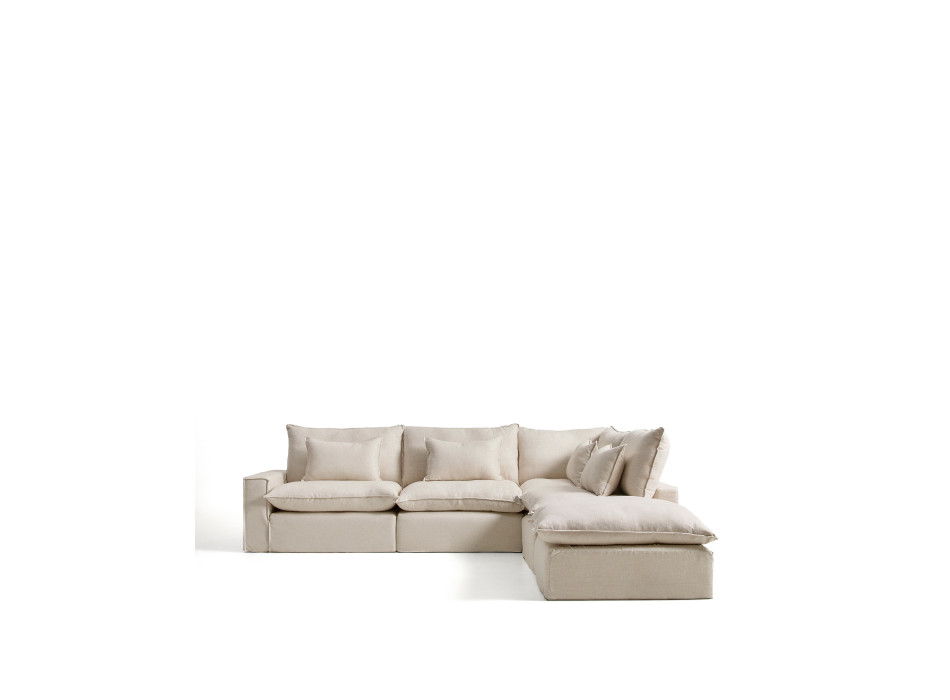 Anarela 6-Sitzer modulares Ecksofa mit abnehmbarem Bezug aus Leinen und Viskose
